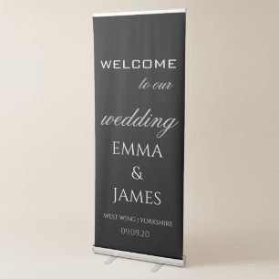 Elegant Black Wedding Welcome Retractable Banner