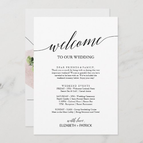 Elegant Black Welcome Letter Itinerary  Map