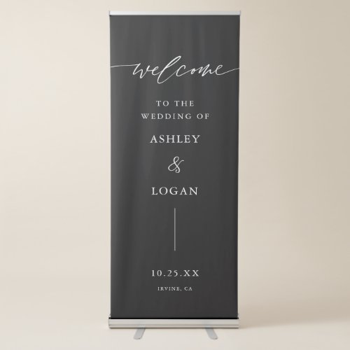 Elegant Black Welcome To Our Wedding Welcome Retractable Banner