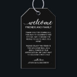 Elegant Black Welcome To Wedding Gift Basket Bag Gift Tags<br><div class="desc">This charming black welcome hang tag,  placed on your welcome bag or basket in their accommodation,  is a nice way to thank your out of town guests for the travel they needed to do to get to your wedding. Matching stationery and party supplies available.</div>