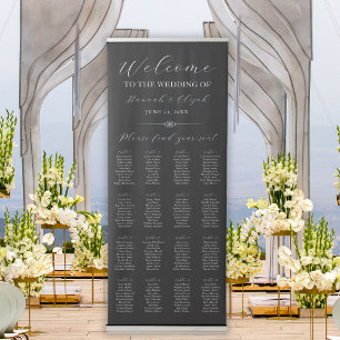 Elegant Black Welcome Wedding Table Seating Chart Retractable Banner