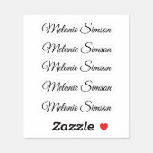 Elegant black whimsical script personalized name sticker (Sheet)