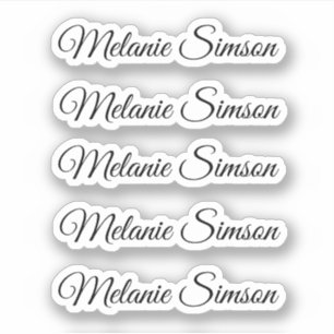 Elegant black whimsical script personalized name sticker