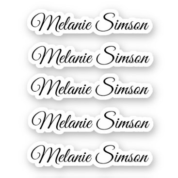 Elegant black whimsical script personalized name sticker