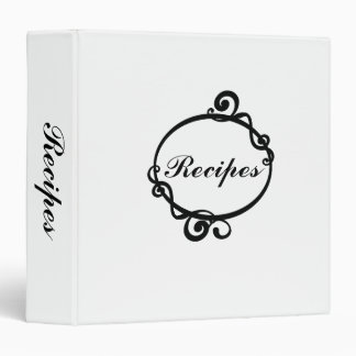 Elegant Black & White- 1 1/2" Recipe Binder