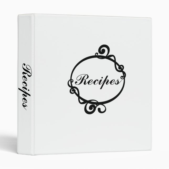 Elegant Black & White- 1" Recipe Binder (Front/Spine)