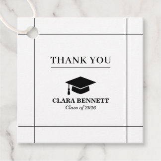 Elegant Black & White 2026 Graduation Favor Tag