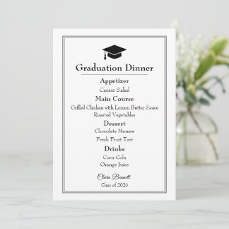 Elegant Black & White 2026 Graduation Menu