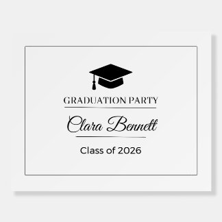 Elegant Black & White 2026 Graduation Welcome Sign