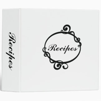 Elegant Black & White- 2" Recipe Binder