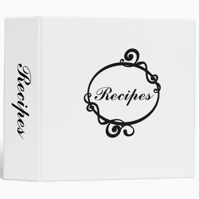 Elegant Black & White- 2" Recipe Binder (Front/Spine)