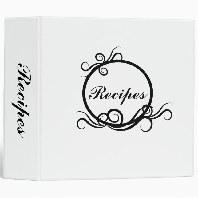 Elegant Black & White- 2" Recipe Binder (Front/Spine)