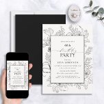 Elegant Black White 60th Birthday Floral Line Art Invitation<br><div class="desc">Introducing the Elegant Black White 60th Birthday Floral Line Art Invitation – the perfect way to make your special occasion stand out. With a striking black and white floral line art design that is sure to draw attention, this invitation radiates elegance from every angle. And with a modern hand lettered...</div>