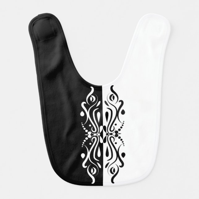 Elegant Black & White Abstract Harlequin Style Baby Bib (Front)