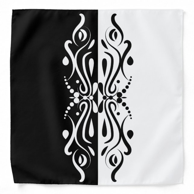 Elegant Black & White Abstract Harlequin Style Bandana (Front)