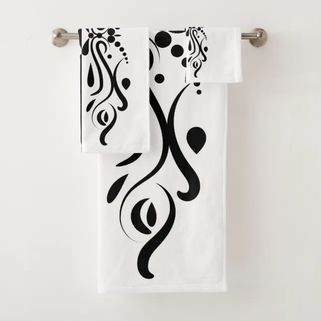 Elegant Black & White Abstract Harlequin Style Bath Towel Set Zazzle