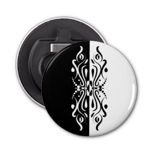 Elegant Black & White Abstract Harlequin Style Bottle Opener