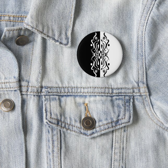 Elegant Black & White Abstract Harlequin Style Button (In Situ)