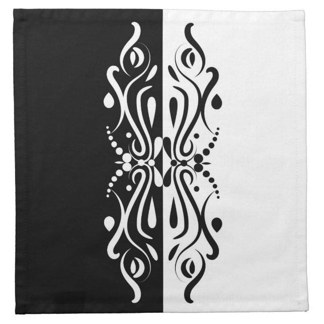 Elegant Black & White Abstract Harlequin Style Cloth Napkin (Front)