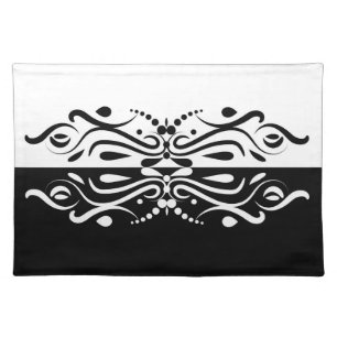 Elegant Black & White Abstract Harlequin Style Cloth Placemat