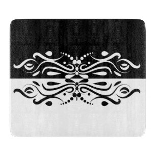 Elegant Black & White Abstract Harlequin Style Cutting Board