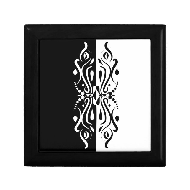 Elegant Black & White Abstract Harlequin Style Gift Box (Front)