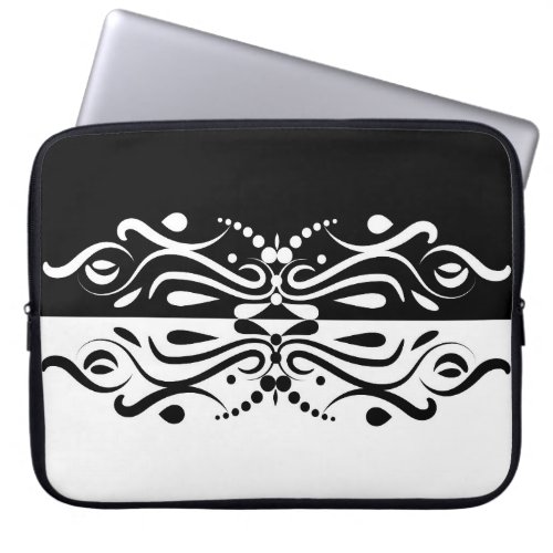 Elegant Black  White Abstract Harlequin Style Laptop Sleeve