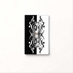 Elegant Black &amp; White Abstract Harlequin Style Light Switch Cover