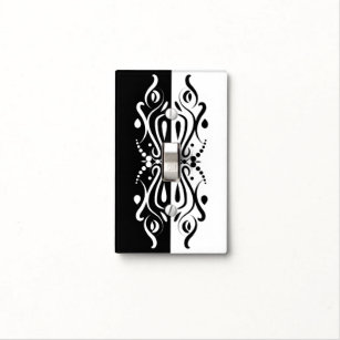 Elegant Black & White Abstract Harlequin Style Light Switch Cover