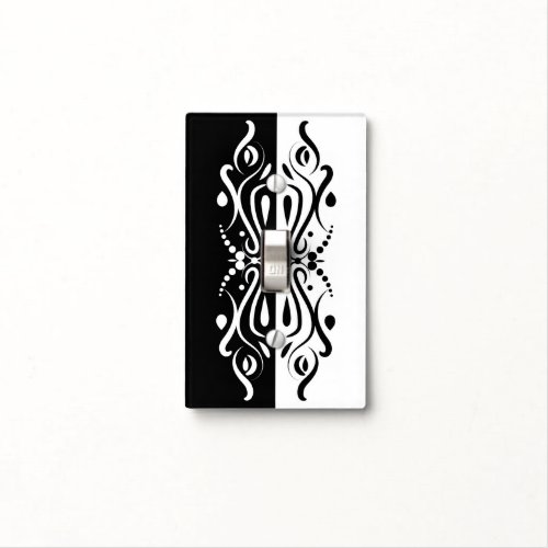 Elegant Black  White Abstract Harlequin Style Light Switch Cover