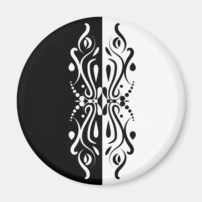 Elegant Black & White Abstract Harlequin Style Magnet (Front)