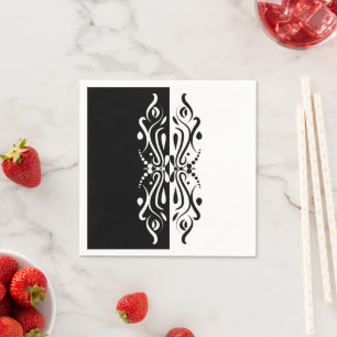 Elegant Black & White Abstract Harlequin Style Napkins