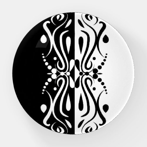 Elegant Black  White Abstract Harlequin Style Paperweight