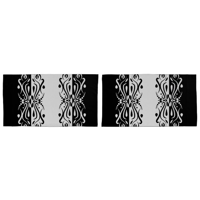 Elegant Black & White Abstract Harlequin Style Pillow Case (Front-Set)