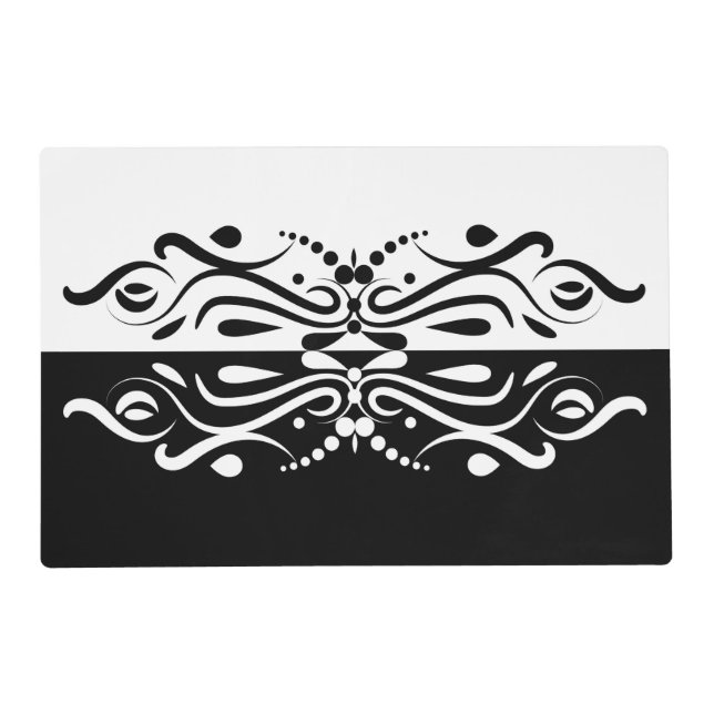 Elegant Black & White Abstract Harlequin Style Placemat (Front)
