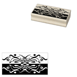 Elegant Black & White Abstract Harlequin Style Rubber Stamp