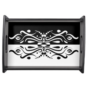Elegant Black & White Abstract Harlequin Style Serving Tray