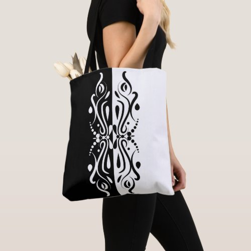 Elegant Black  White Abstract Harlequin Style Tote Bag