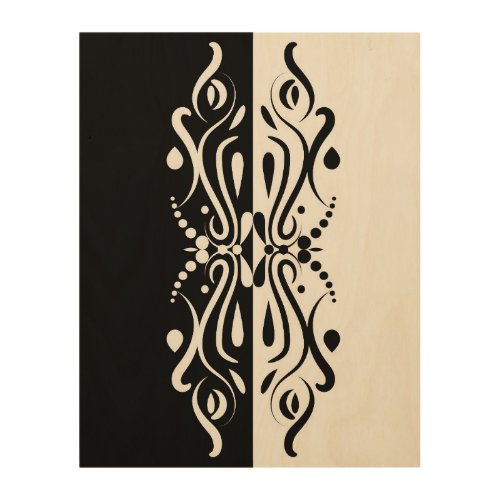 Elegant Black  White Abstract Harlequin Style Wood Wall Art