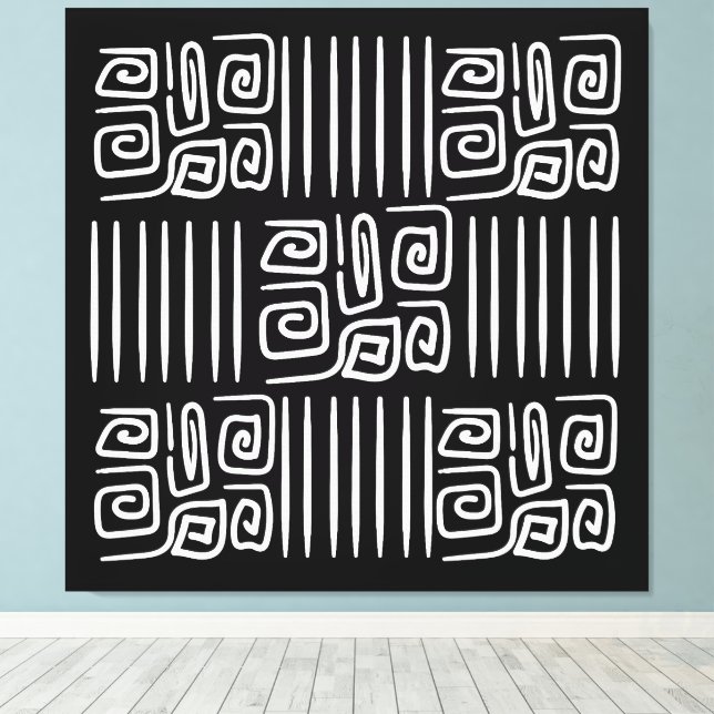 Elegant black &white abstract pattern  canvas print (Insitu(Wood Floor))