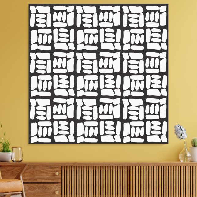 Elegant Black &White  Abstract Pattern Canvas Print (Insitu(LivingRoom))
