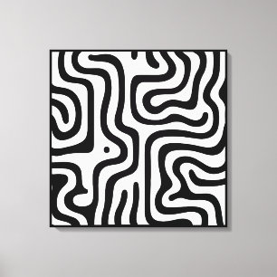 Elegant Black &White Abstract Pattern Canvas Print