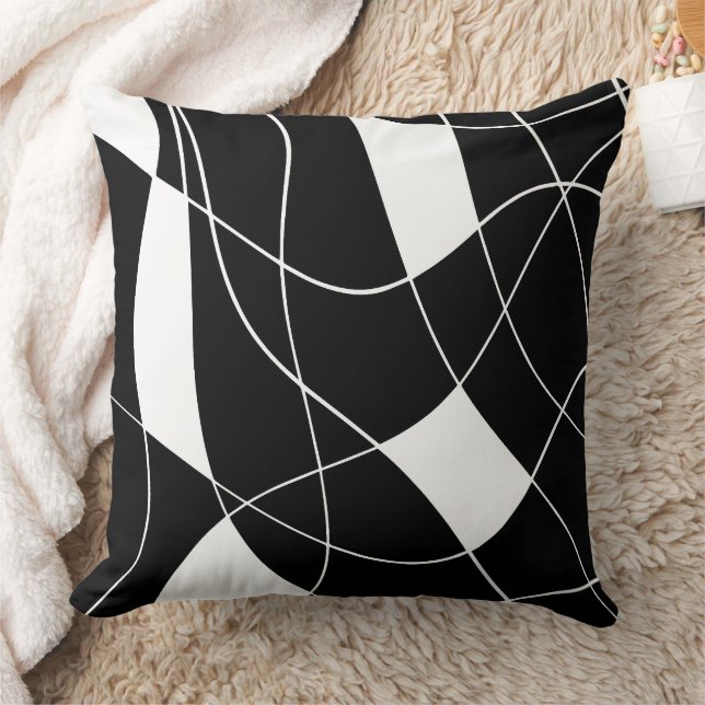 Elegant black &white abstract pattern throw pillow (Blanket)