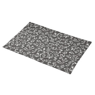 Elegant Black White Abstract Wedding Cloth Placemat