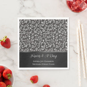 Elegant Black White Abstract Wedding Napkins