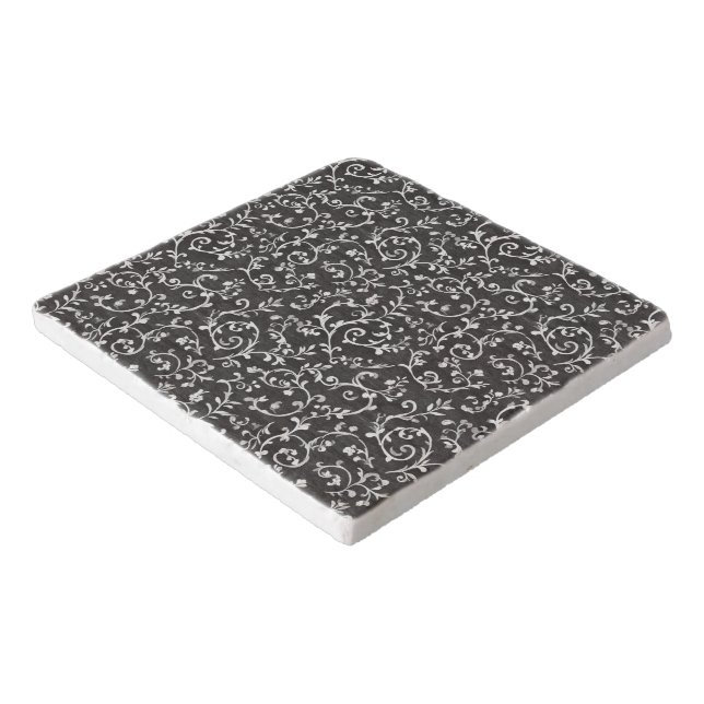 Elegant Black White Abstract Wedding Trivet (Corner)