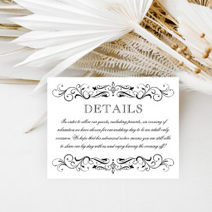 Elegant Black White Adult Only Wedding Reception Enclosure Card