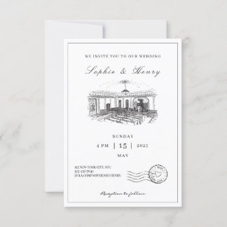 Elegant Black & White All in One Wedding Invitation