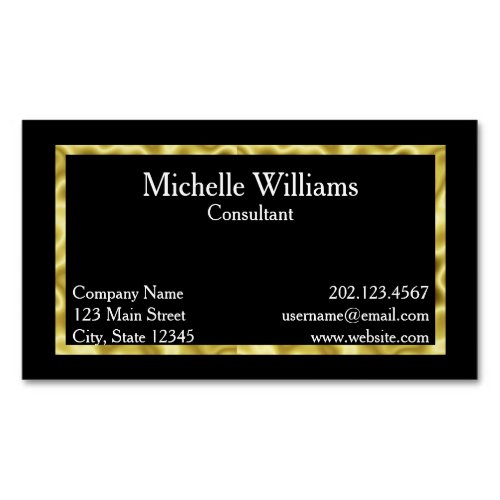 Elegant Black White and Gold Business Card Magnet