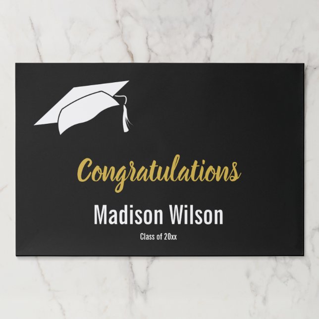 Elegant Black White and Gold Congratulations Paper Pad (Front)